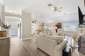 Smart TV, fireplace, printers
