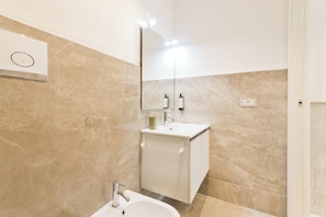 Regadera, secadora de cabello, bidet, toallas 