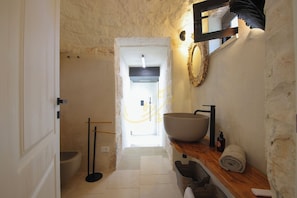 Shower, free toiletries, hair dryer, bidet