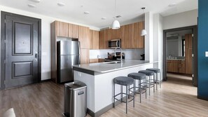 Fridge, dining tables