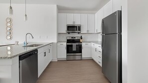 Fridge, dining tables