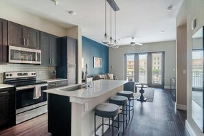 Fridge, dining tables