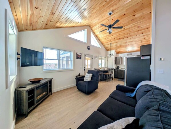 Televisión y chimenea 