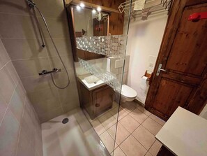 Dusj, hårføner, håndklær og toalettpapir