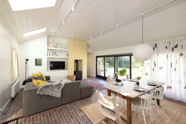 TV, fireplace, offices