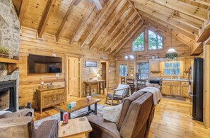 TV, fireplace, foosball, offices