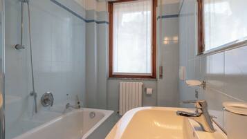 Hair dryer, bidet, towels