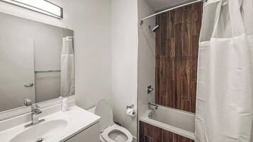 Regadera, secadora de cabello, shampoo