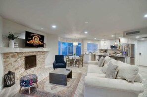 TV, fireplace, offices