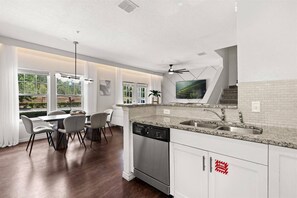 Microwave, dishwasher, high chair