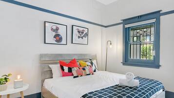 Desk, free WiFi, bed sheets