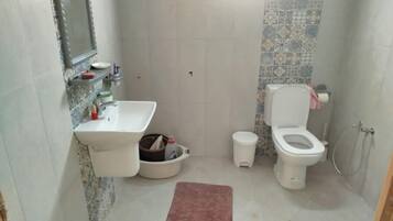 Hair dryer, soap, toilet paper