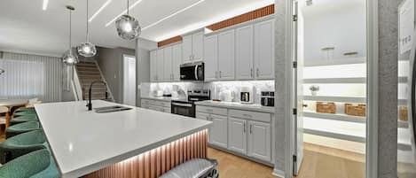 Microwave, stovetop, dishwasher, toaster