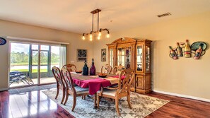 Dine your home cooked meal in our dining area