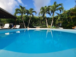 Pool - Family villa with pool + adjoining lodge & tropical garden - Saint-François, (Saint-François)