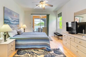 4 bedrooms, iron/ironing board, travel crib, internet