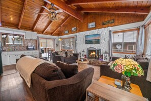 TV, fireplace