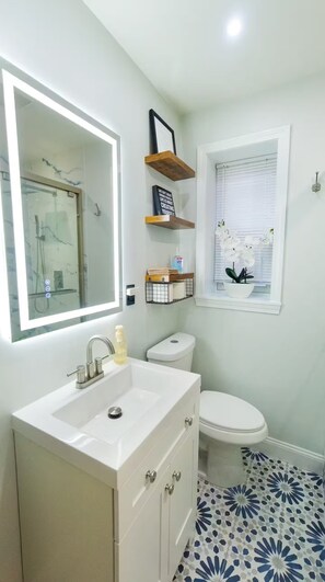 Dusche, Haartrockner, Bidet, Handtücher