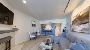 TV, fireplace - Ski-in / Ski-out Studio: BEST LOCATION w/ Pool, Hot Tub, Parking, Base Village at PCMR (Park City)