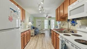 Toaster, blender, dining tables