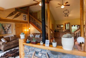 Fireplace, books
