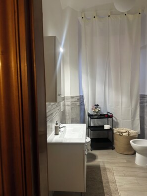 Bruser, hårtørrer, bidet, håndklæder