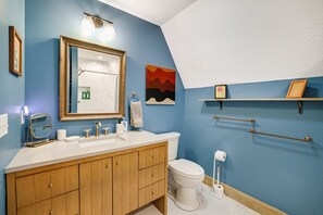 Shower, hair dryer, towels, soap - Modern A-Frame Away from it All! (Marshall)
