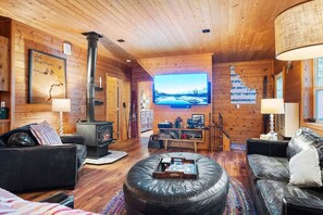 TV, fireplace - Serene Lake House | Hot Tub + Breathtaking Views! (Sagle)