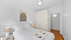 3 bedrooms, desk, iron/ironing board, travel cot