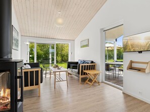 Televisión y chimenea 