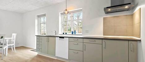 Fridge, oven, dishwasher, coffee/tea maker