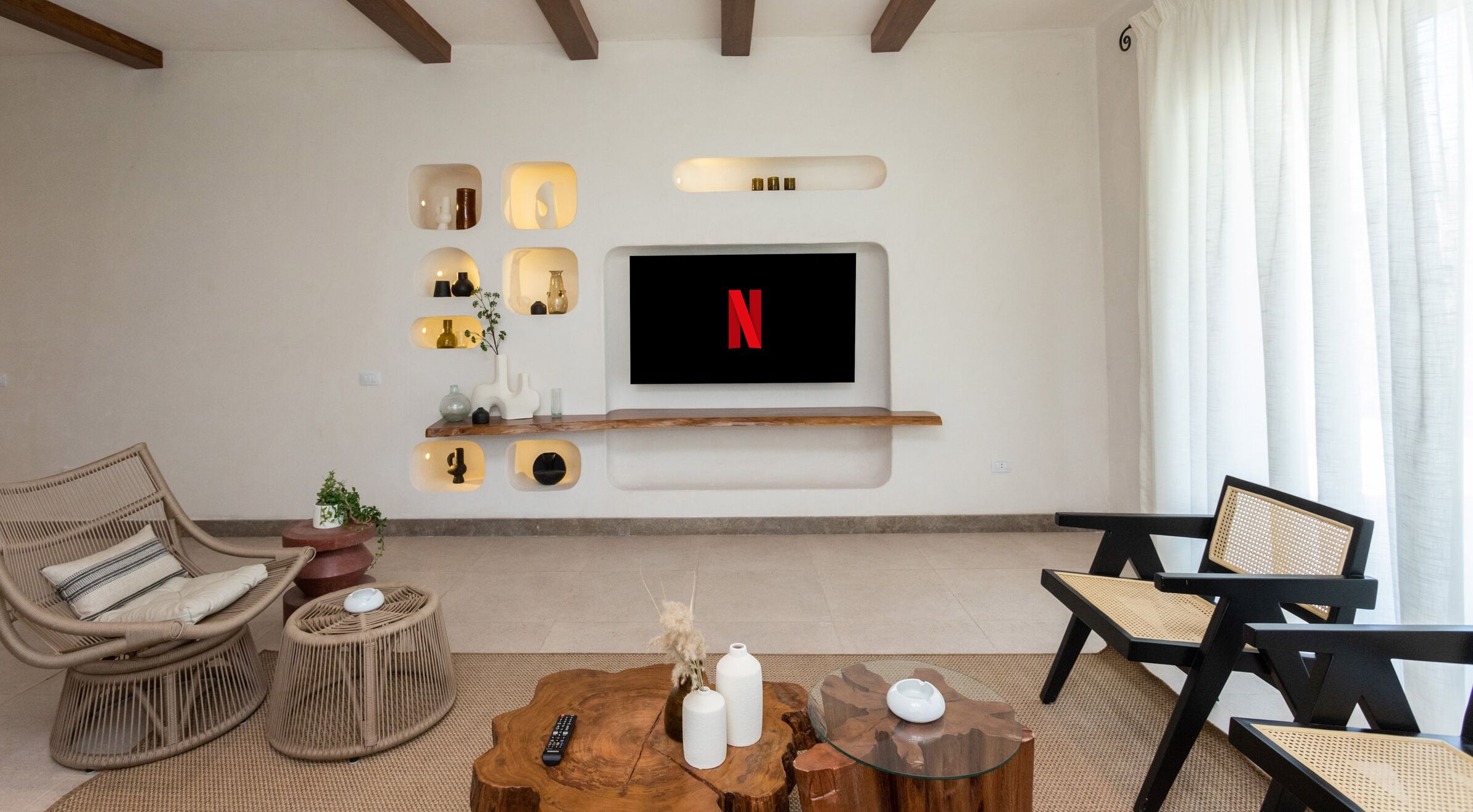 Chalet, 4 Bedrooms, Balcony | Living area | Flat-screen TV