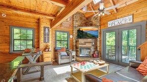 TV, fireplace, video games