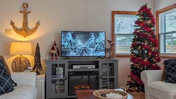 Smart-tv, pejs, dvd-afspiller, bøger