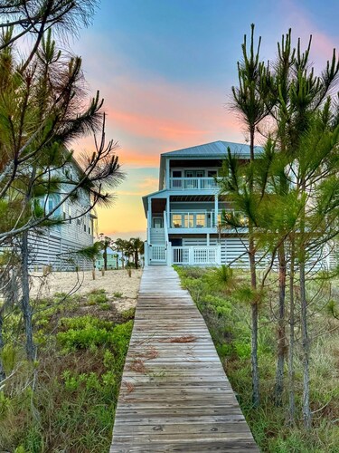 Sleeps 18! Gulf front home w/elevated private pool and elevator on Cape San Blas