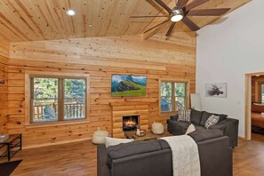 TV, fireplace