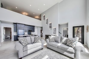Smart TV, fireplace, video games, foosball