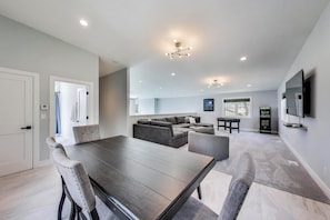 Smart TV, fireplace, video games, foosball