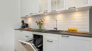 Apartment | Private kitchen | Highchair - Holiday Studio Near the Beach, Pool, Sauna (Rewal)
