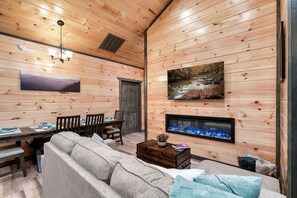 Smart TV, fireplace, video games, books