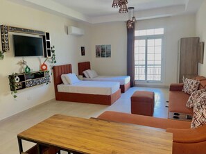 Studio Cao cấp, quang cảnh vườn | 2 phòng ngủ, bộ trải giường bằng vải cotton Ai Cập
