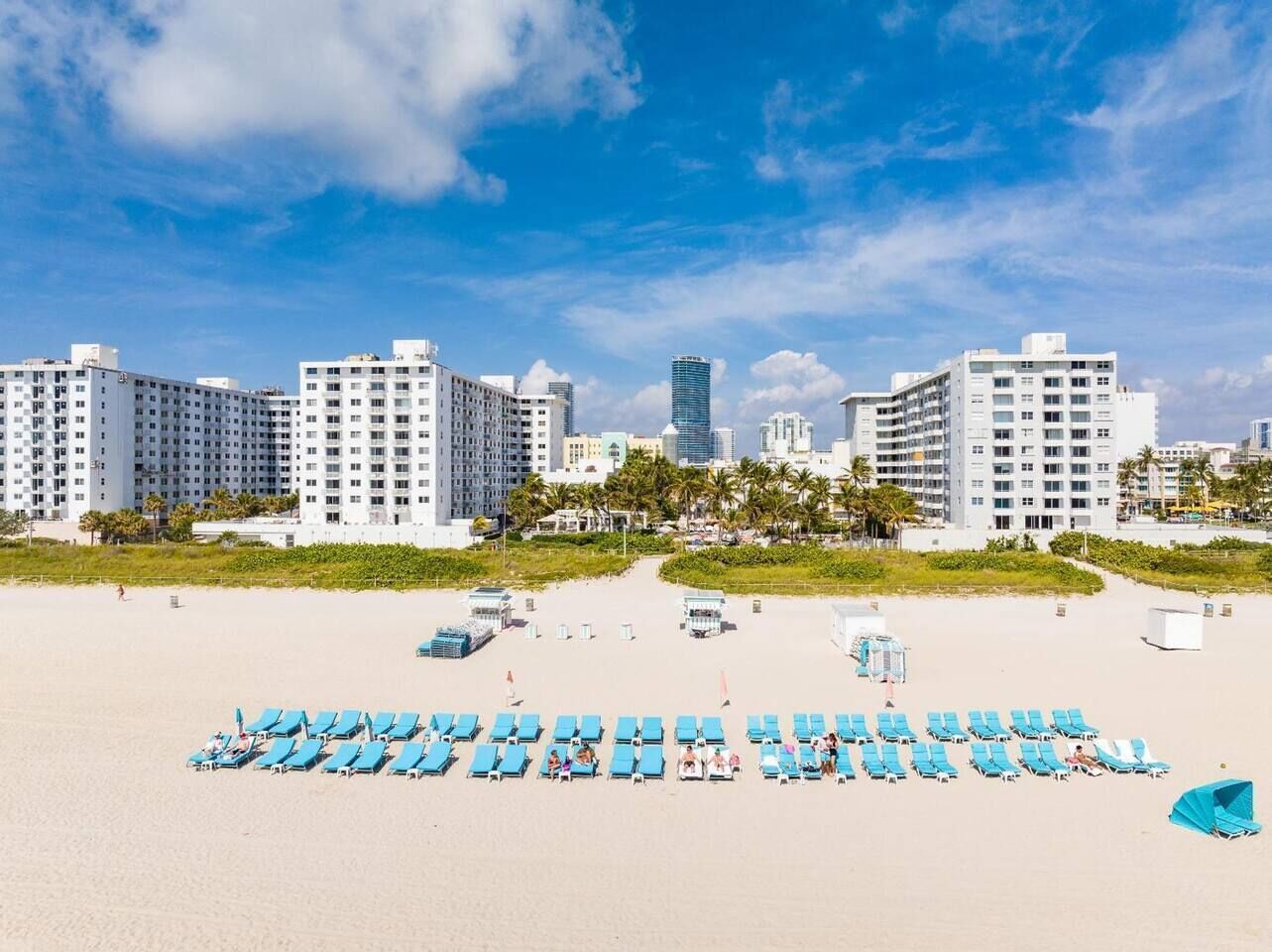 Sun-loungers, beach towels