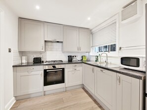 Fridge, microwave, oven, dishwasher