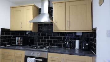 Fridge, microwave, oven, electric kettle