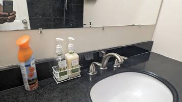 Eco-friendly toiletries, towels, soap, shampoo