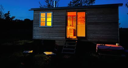 Beautiful circus wagon in a secluded location