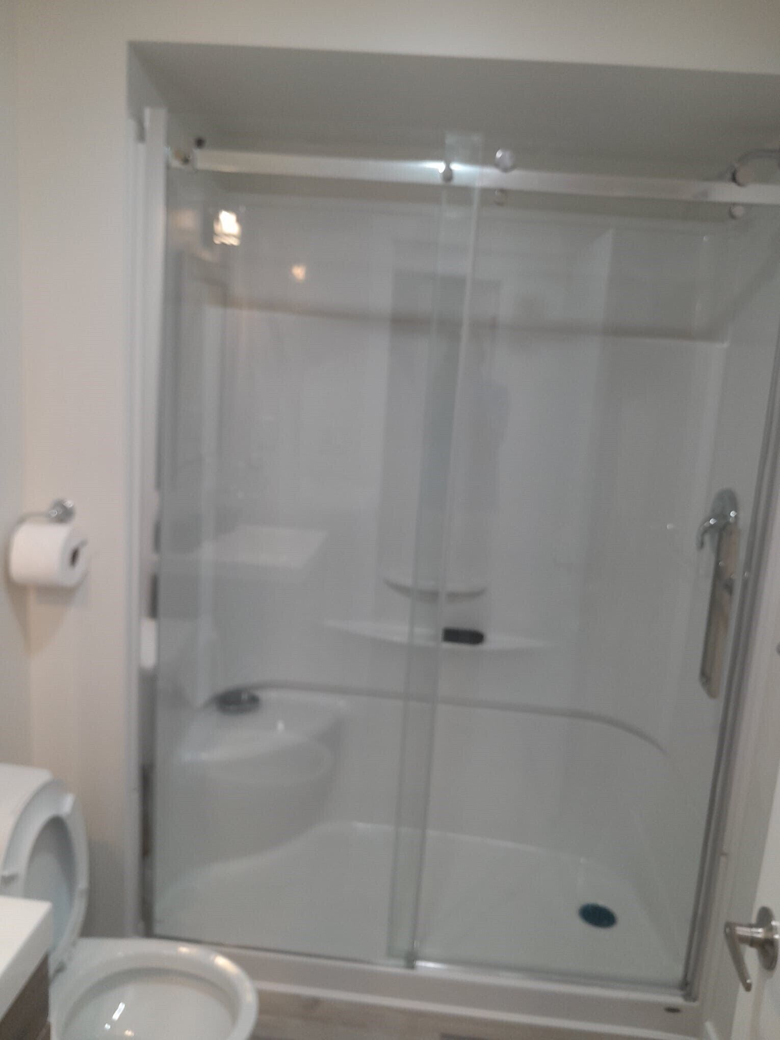 Hair dryer, towels, soap
