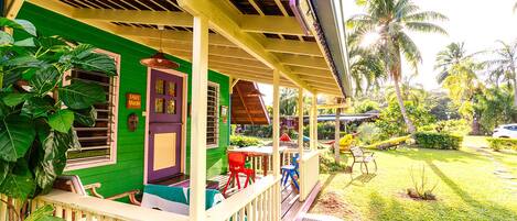 Familie bungalow, uitzicht op bergen | Terras