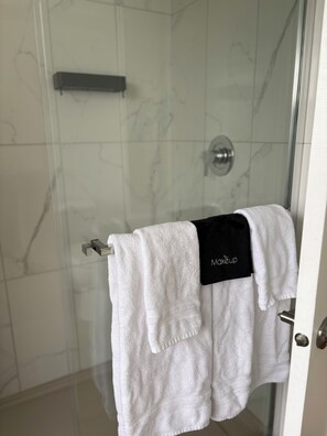 Hair dryer, towels, soap, toilet paper - charming studio apartment (Edmonton)