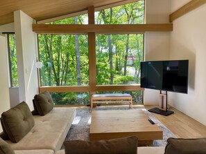 Luxury Villa, Mountain View | Living area | Smart TV, Netflix, heated floors, streaming services - Villa Rindo (Hakuba)